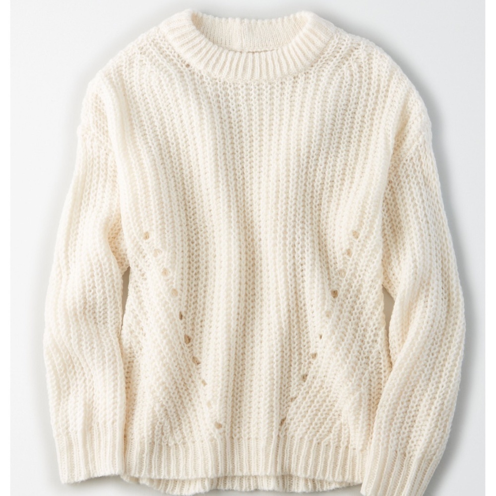 NWT AEO Oversized Slouchy Sweater OFF WHITE - XS